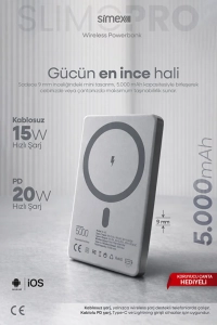 Simex Ultra Slim Magsafe Powerbank 5000 mAh - 20W PD Hızlı Şarj Taşınabilir Batarya